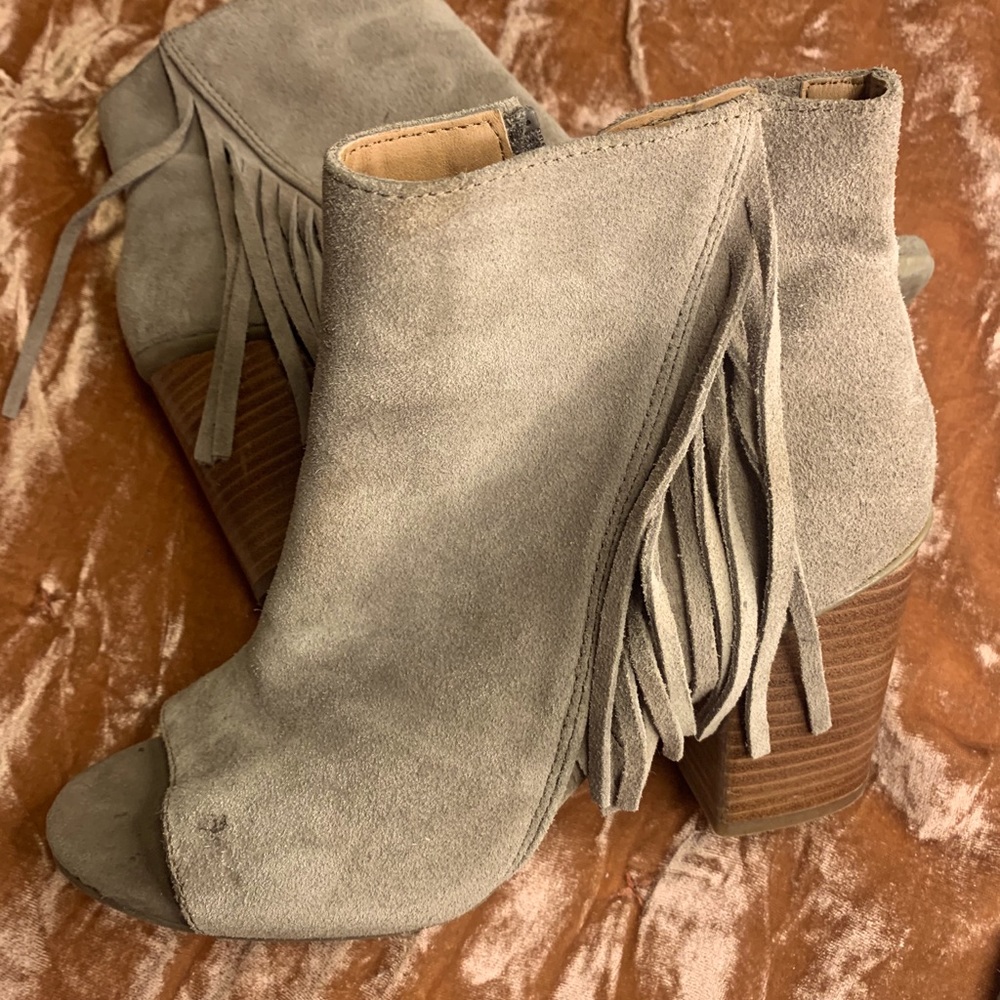 Open Toe Fringe Booties